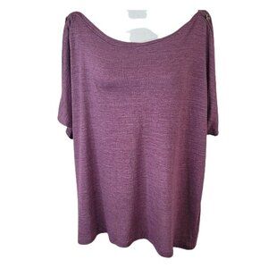 Retrology Mauve Boat Neck Button Shoulder Dolman Top Plus Size 3X
